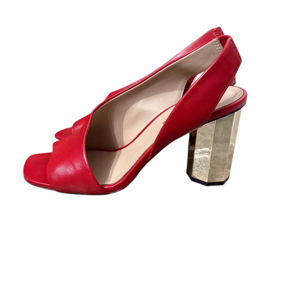 Donald J.Pliner Ella Red Leather Women's Slingback High Heels.Red Leather Shoes - Picture 4 of 16